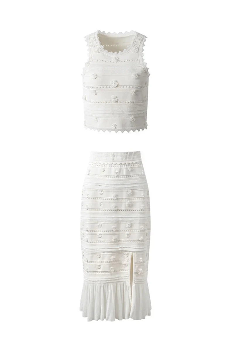 Lunara | Embellished Hollow Out Knit Set