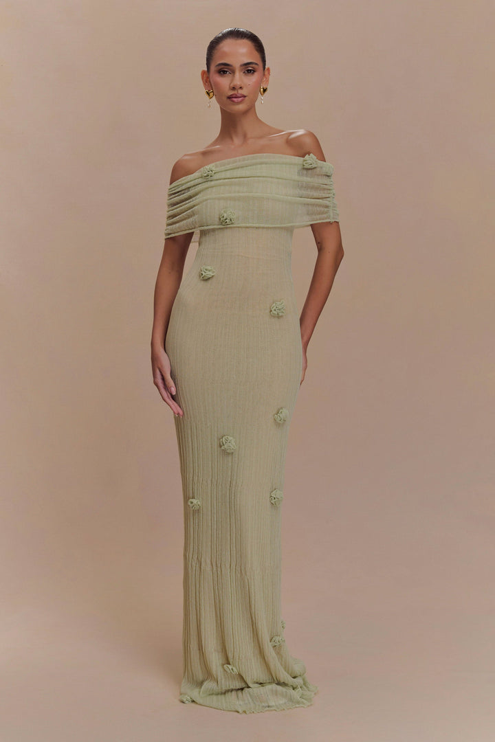 Elira | Off-Shoulder Orchid Knit Gown