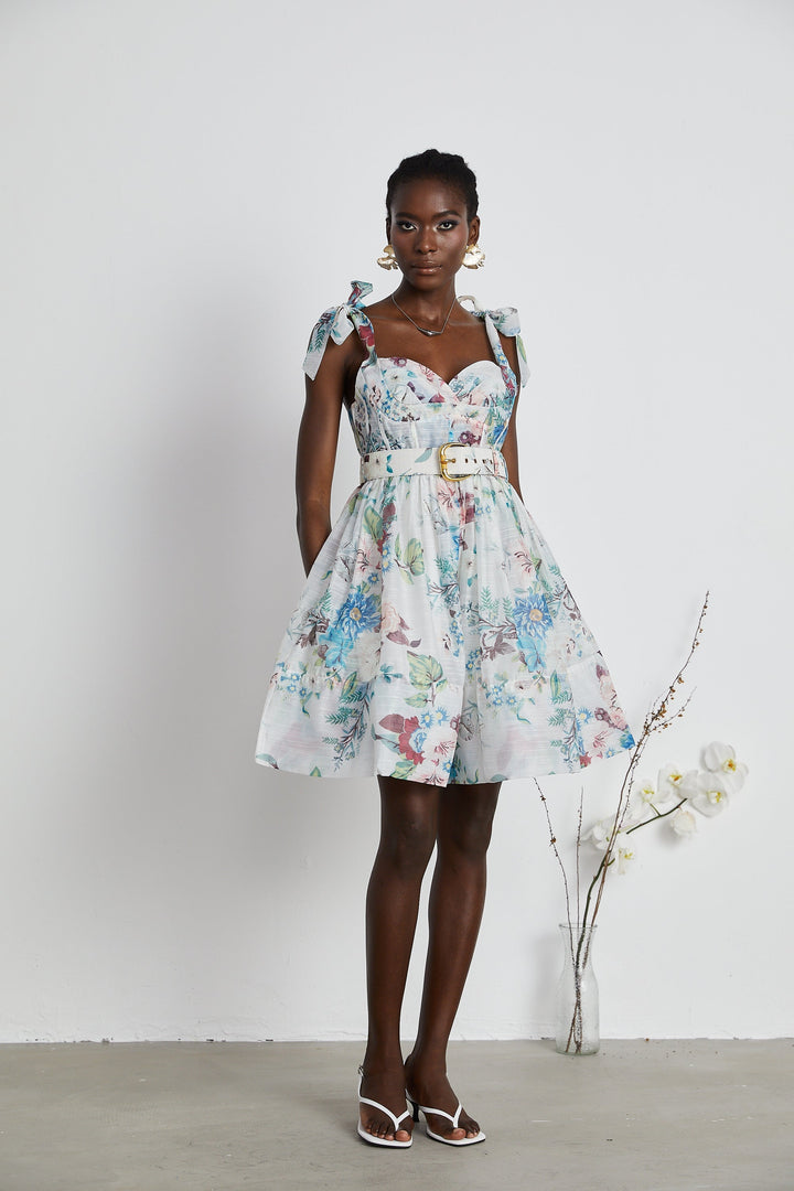 Kalani | Floreal Print Belted Mini Dress
