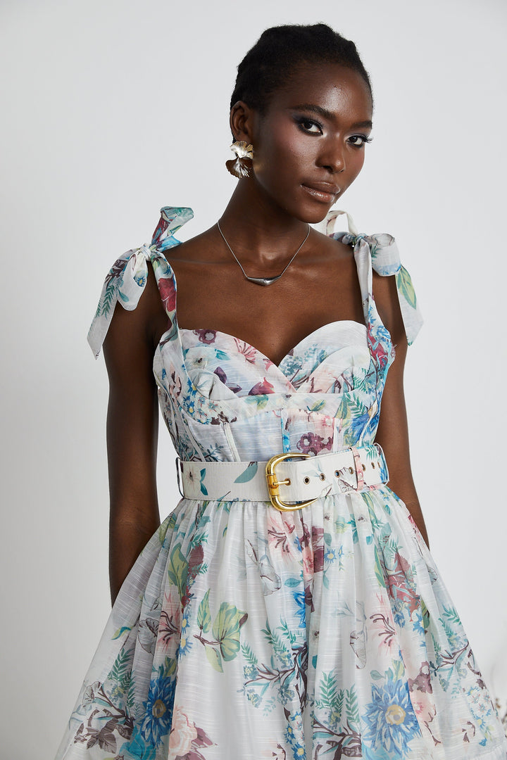 Kalani | Floreal Print Belted Mini Dress