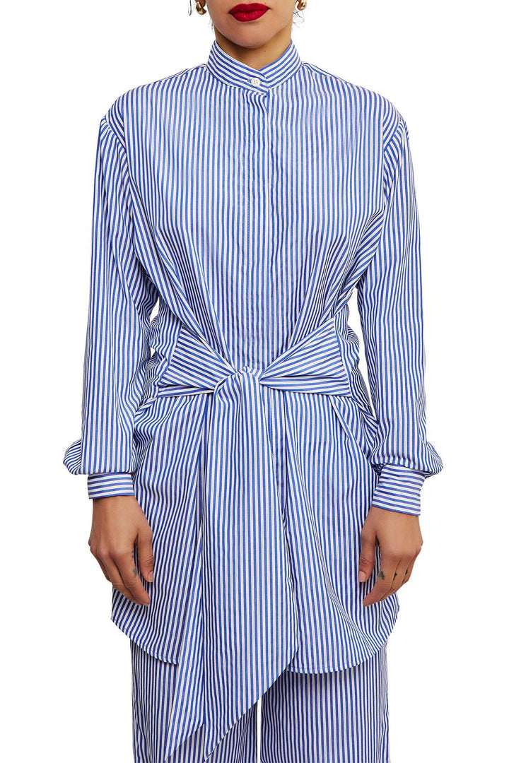 Elani | Striped Shirt & Pleated Skirt Set