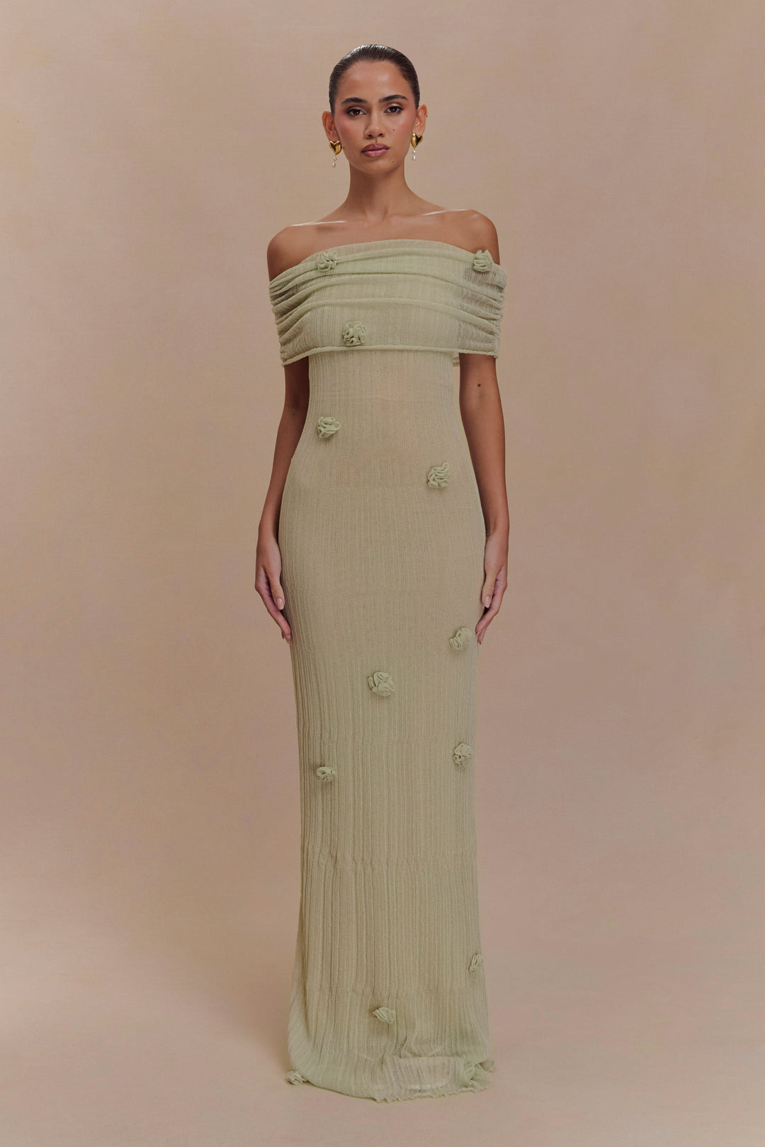 Elira | Off-Shoulder Orchid Knit Gown