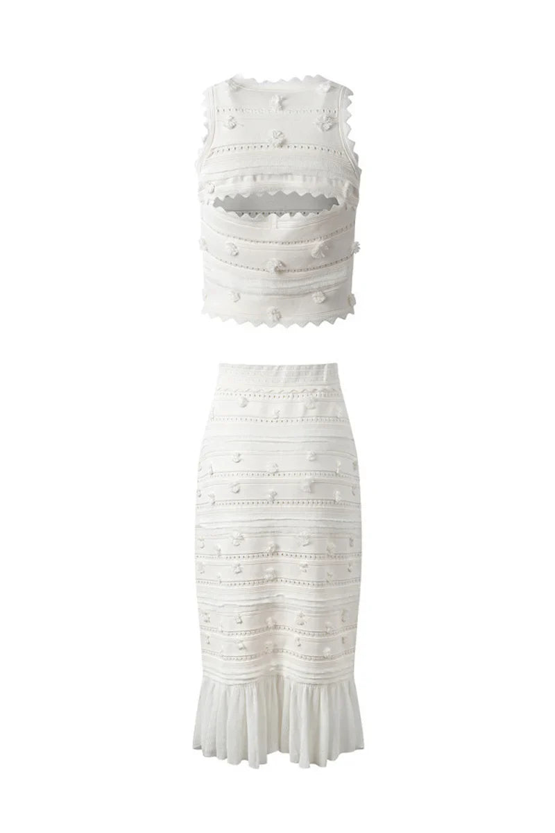 Lunara | Embellished Hollow Out Knit Set