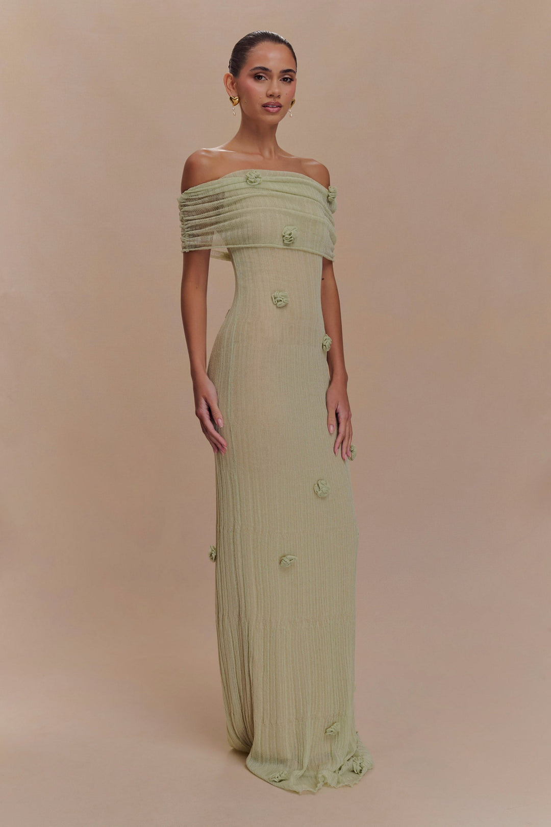 Elira | Off-Shoulder Orchid Knit Gown