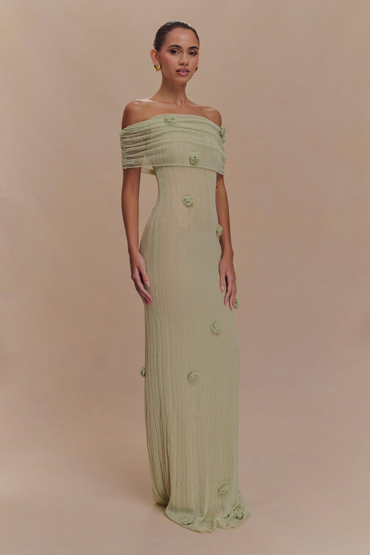 Elira | Off-Shoulder Orchid Knit Gown