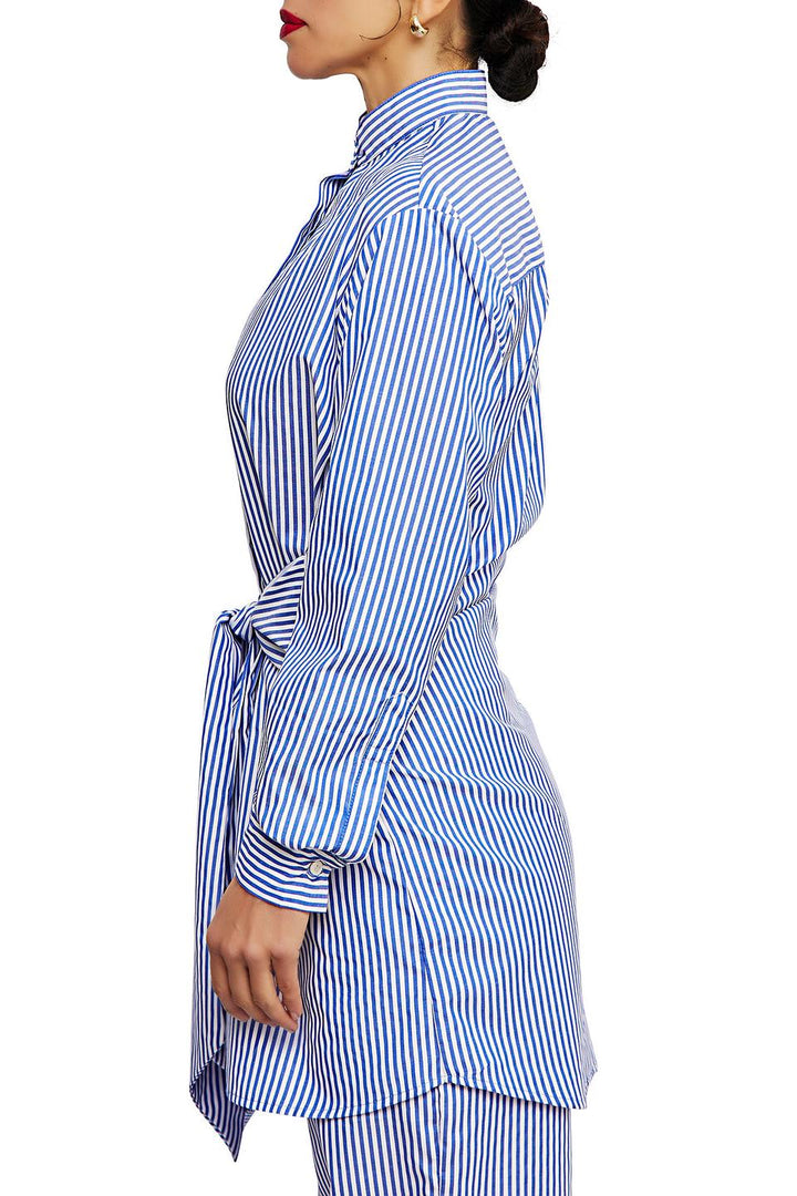 Elani | Striped Shirt & Pleated Skirt Set