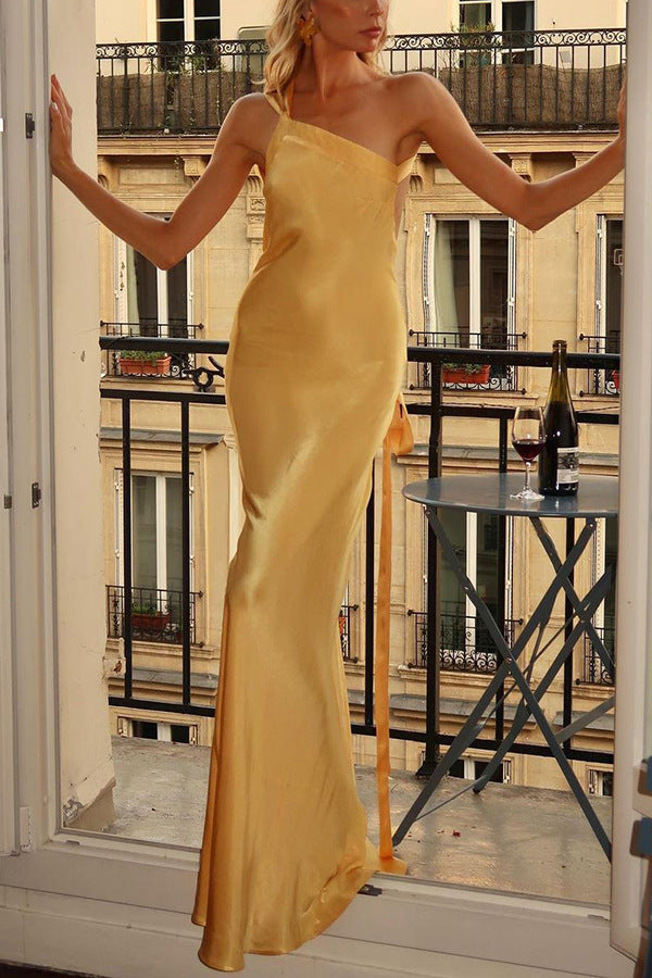 Lyra | One-Shoulder Satin Bodycon Dress