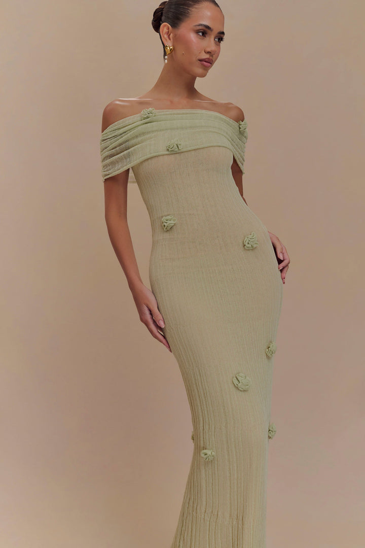 Elira | Off-Shoulder Orchid Knit Gown