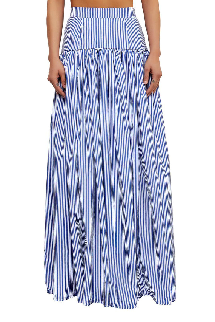 Elani | Striped Shirt & Pleated Skirt Set