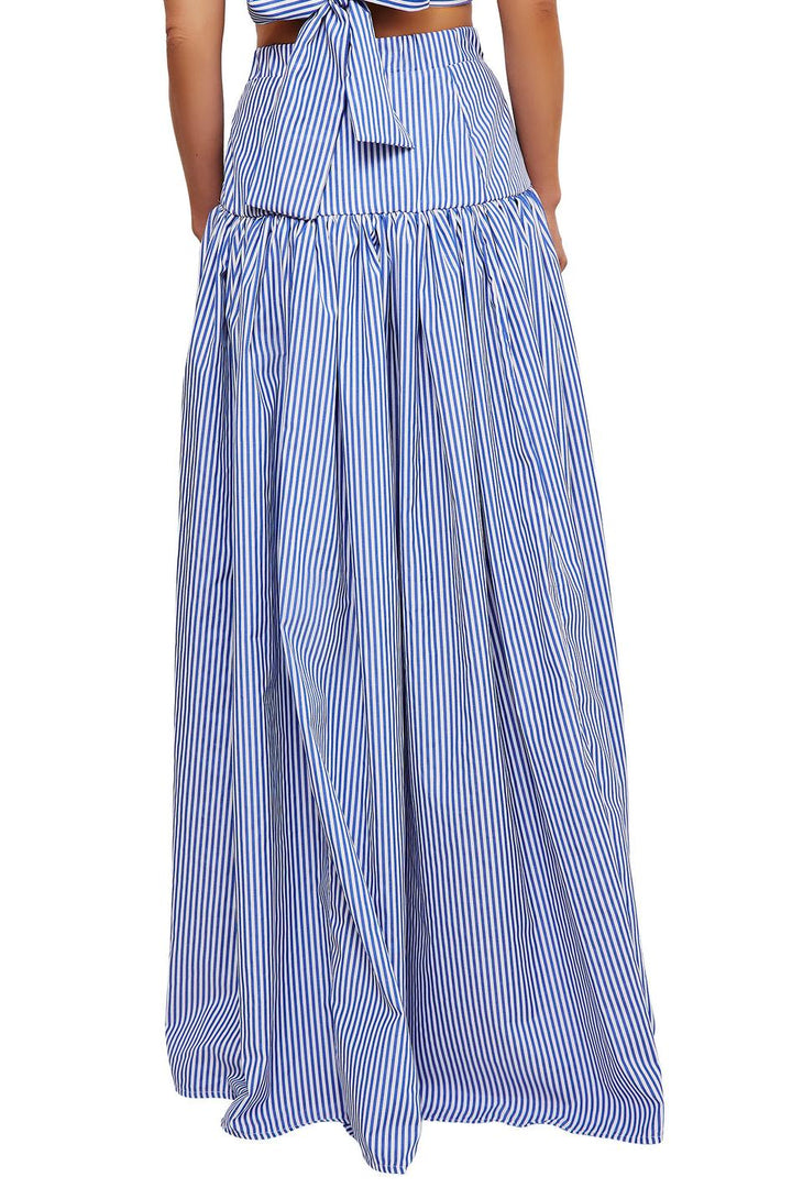 Elani | Striped Shirt & Pleated Skirt Set