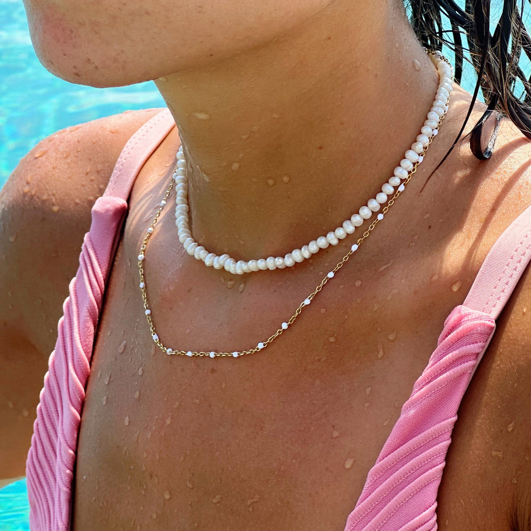 Yalina | White Beaded Choker