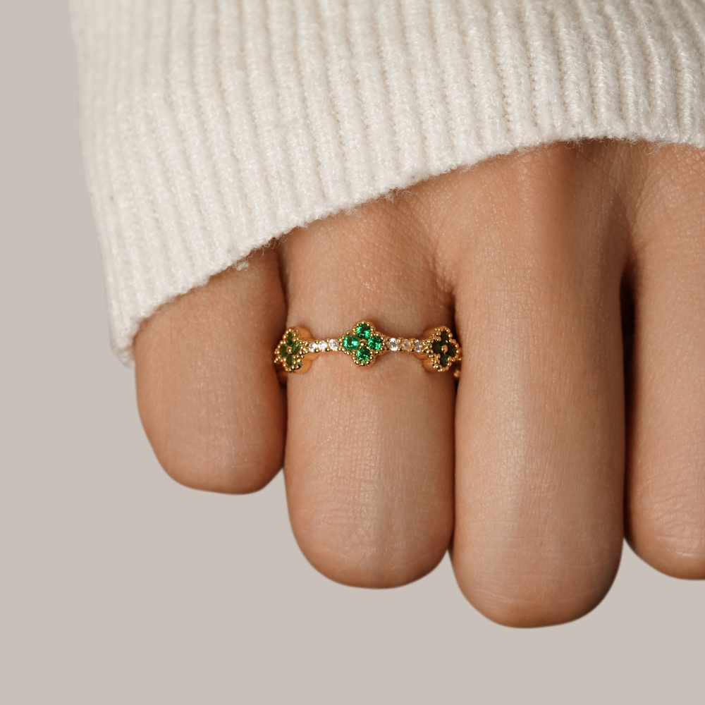 Kalia | Four Leaf Crystal Ring