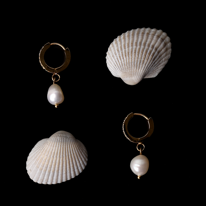 Nia | Freshwater Pearl Hoop Earrings