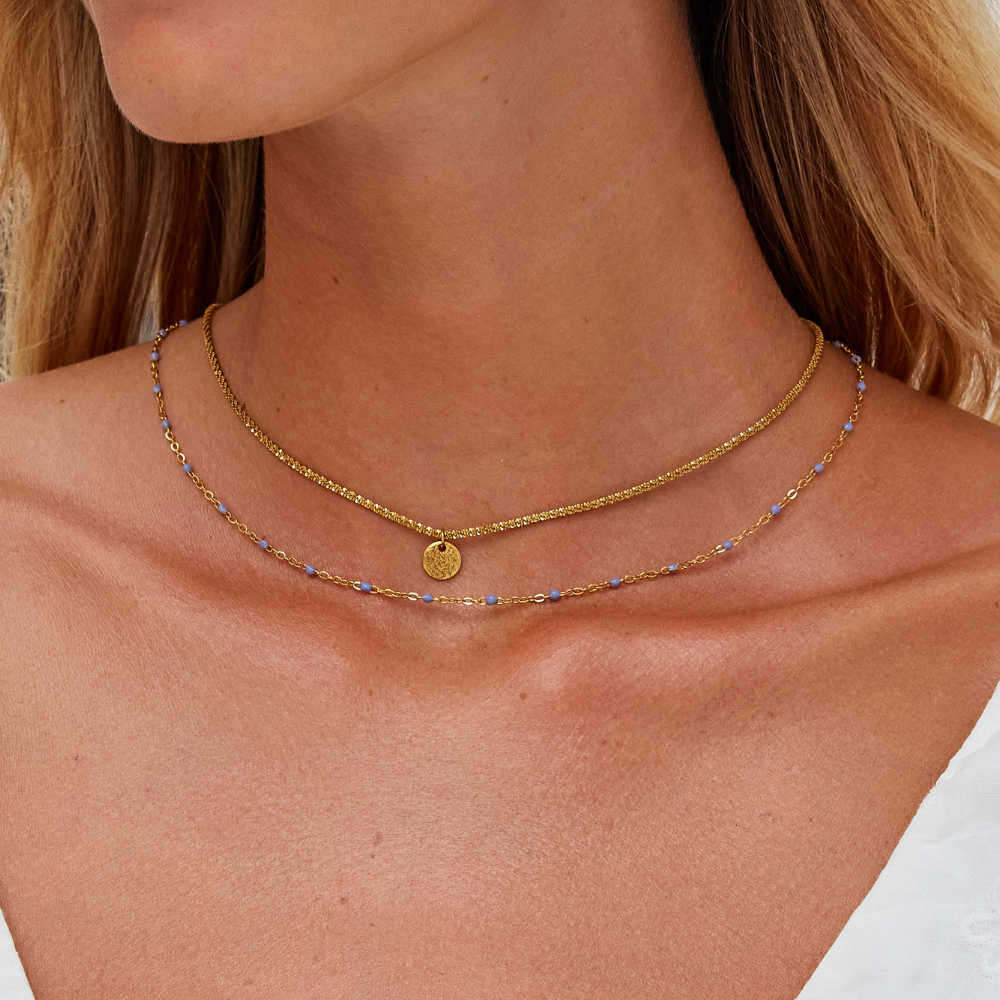 Alba | Layered Gold Bead & Coin Necklace