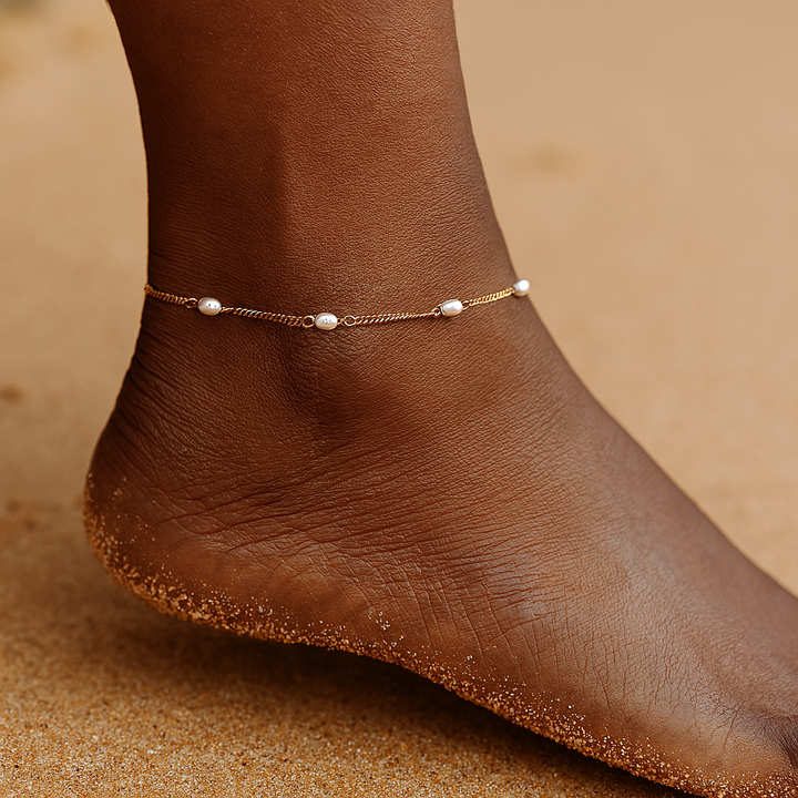 Mira | Freshwater Pearl Chain Anklet