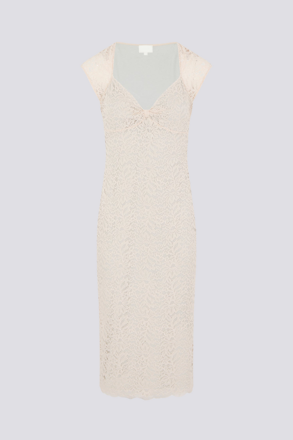 Saphira | Floral Lace Bow Midi Dress