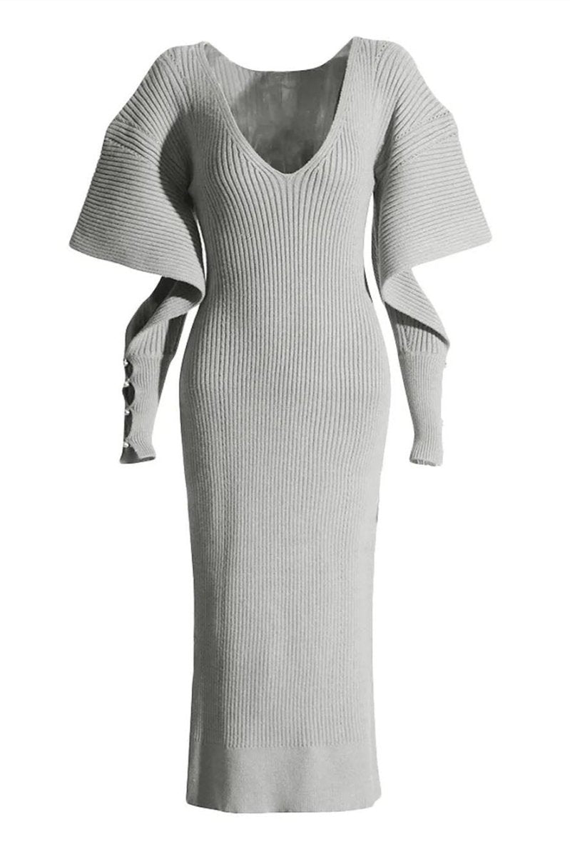 Neriah | Cut-out Batwing Sleeve Midi Knit Dress