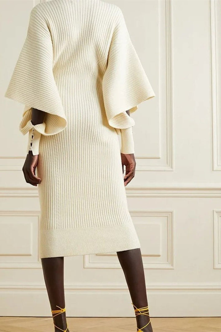 Neriah | Cut-out Batwing Sleeve Midi Knit Dress