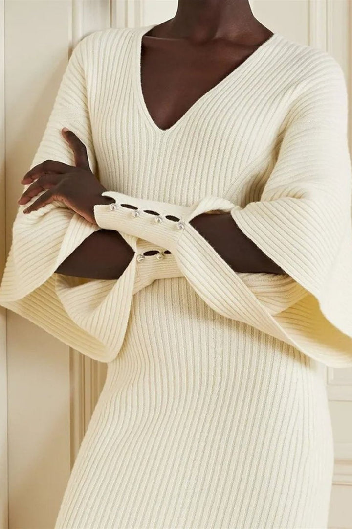 Neriah | Cut-out Batwing Sleeve Midi Knit Dress