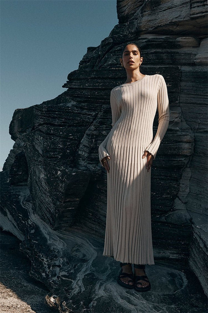 Marjani | Rib Flare Maxi Knit Dress