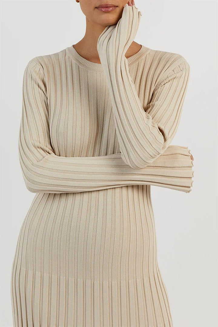 Marjani | Rib Flare Maxi Knit Dress