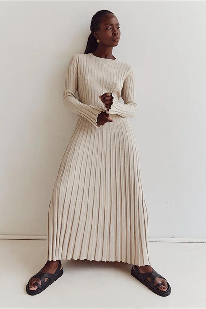 Marjani | Rib Flare Maxi Knit Dress