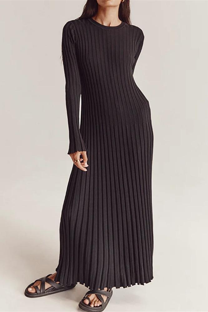 Marjani | Rib Flare Maxi Knit Dress