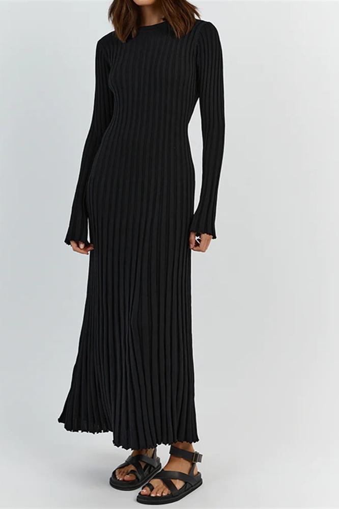 Marjani | Rib Flare Maxi Knit Dress