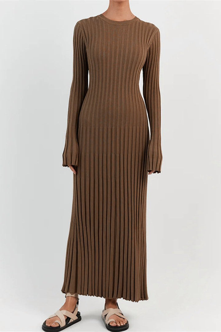 Marjani | Rib Flare Maxi Knit Dress
