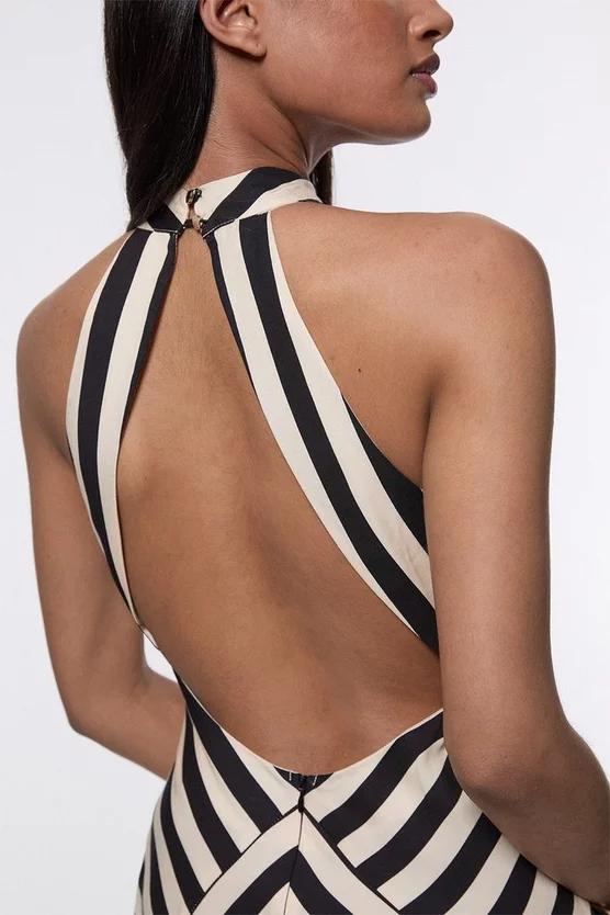 Zenya | Chevron Stripe Halter Maxi Dress