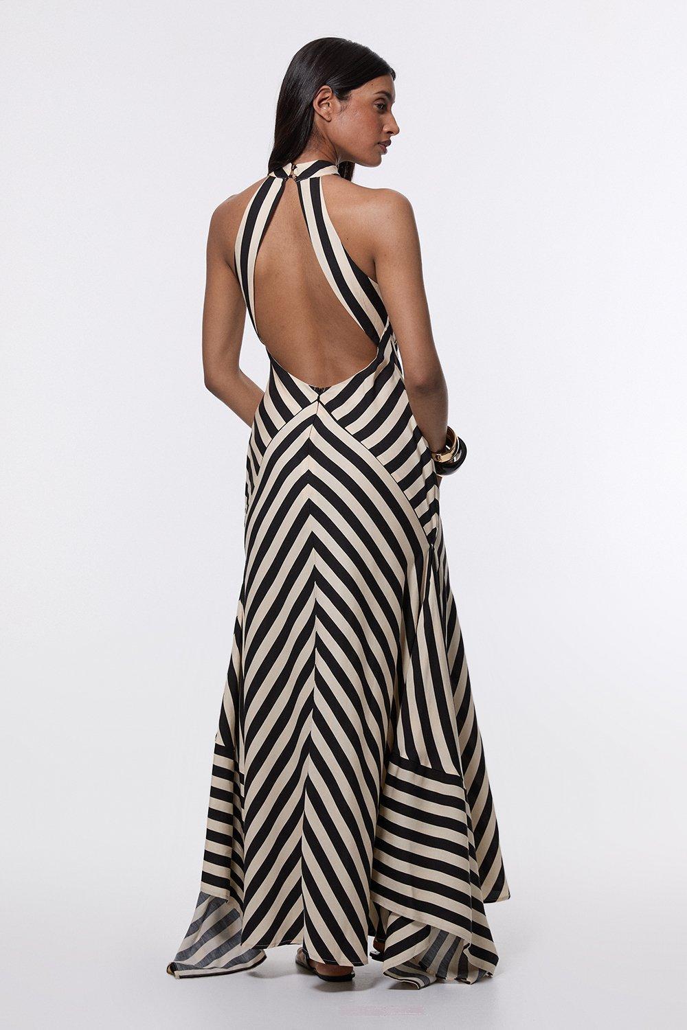 Zenya | Chevron Stripe Halter Maxi Dress