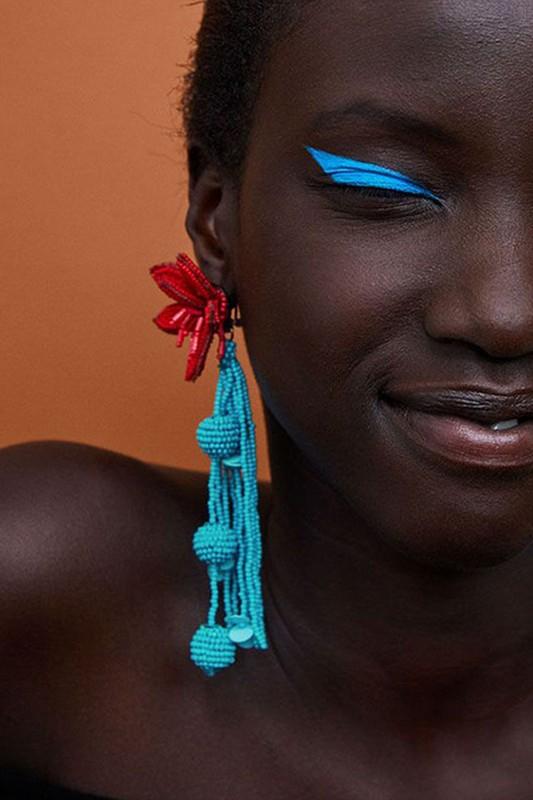 Eliora | Contrast Color Floral Beaded Earrings