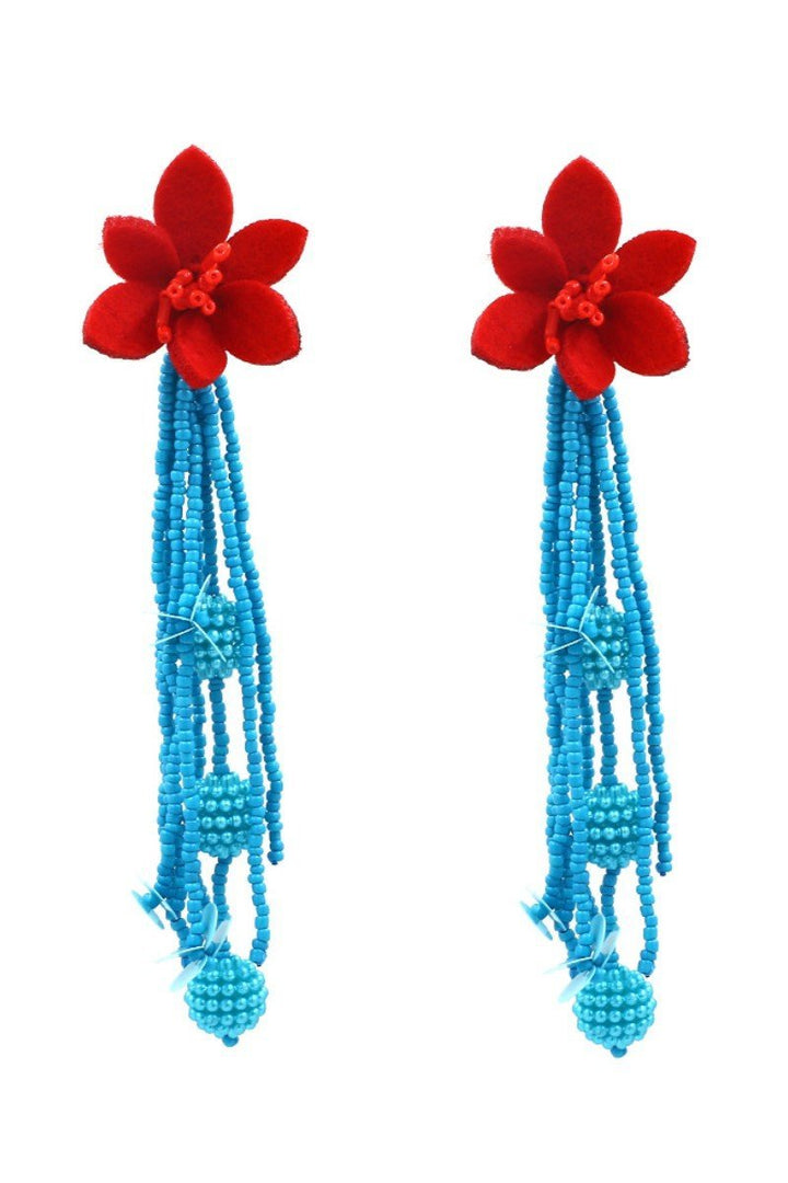 Eliora | Contrast Color Floral Beaded Earrings
