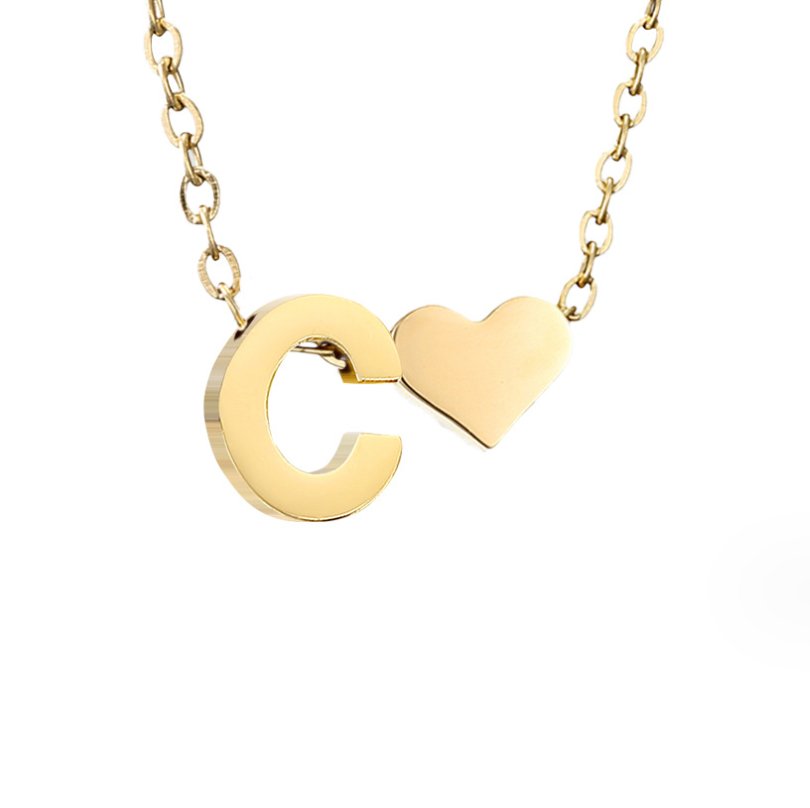 Amora | Initial & Heart Gold Necklace