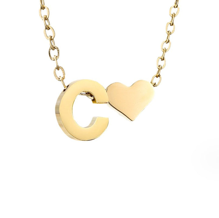 Amora | Initial & Heart Gold Necklace