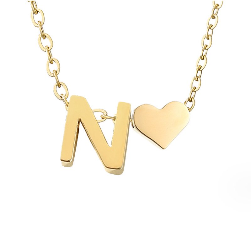 Amora | Initial & Heart Gold Necklace