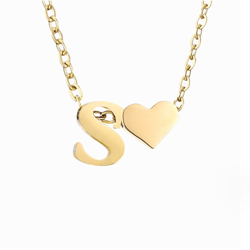 Amora | Initial & Heart Gold Necklace