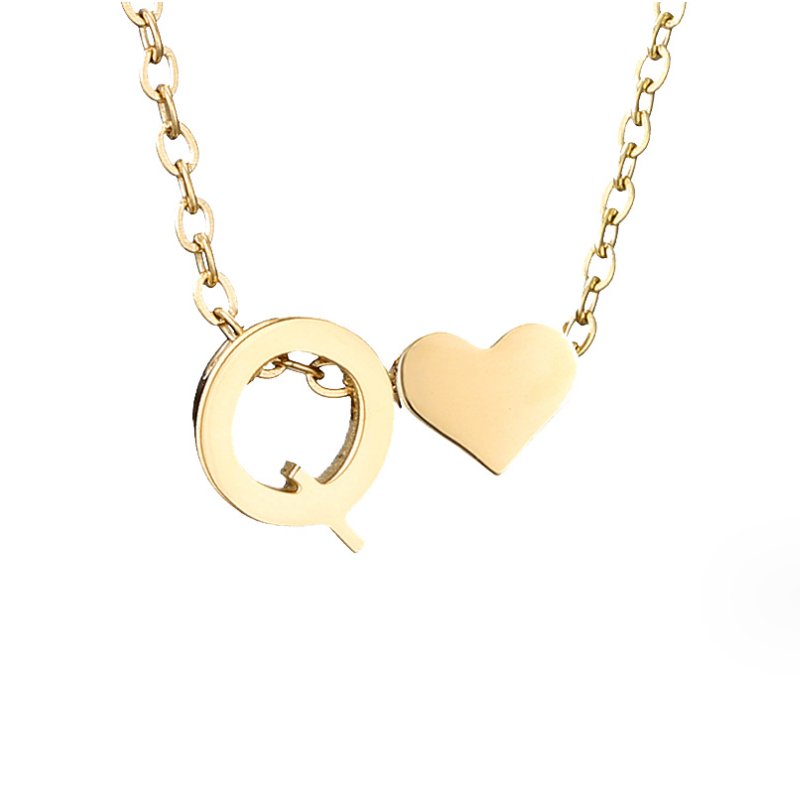 Amora | Initial & Heart Gold Necklace