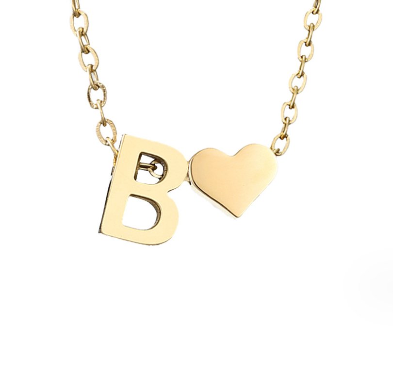 Amora | Initial & Heart Gold Necklace