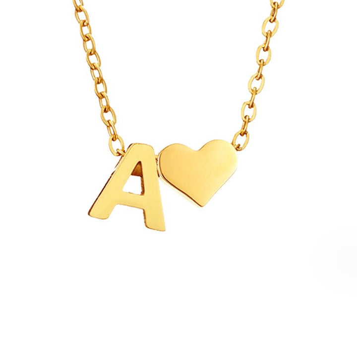 Amora | Initial & Heart Gold Necklace