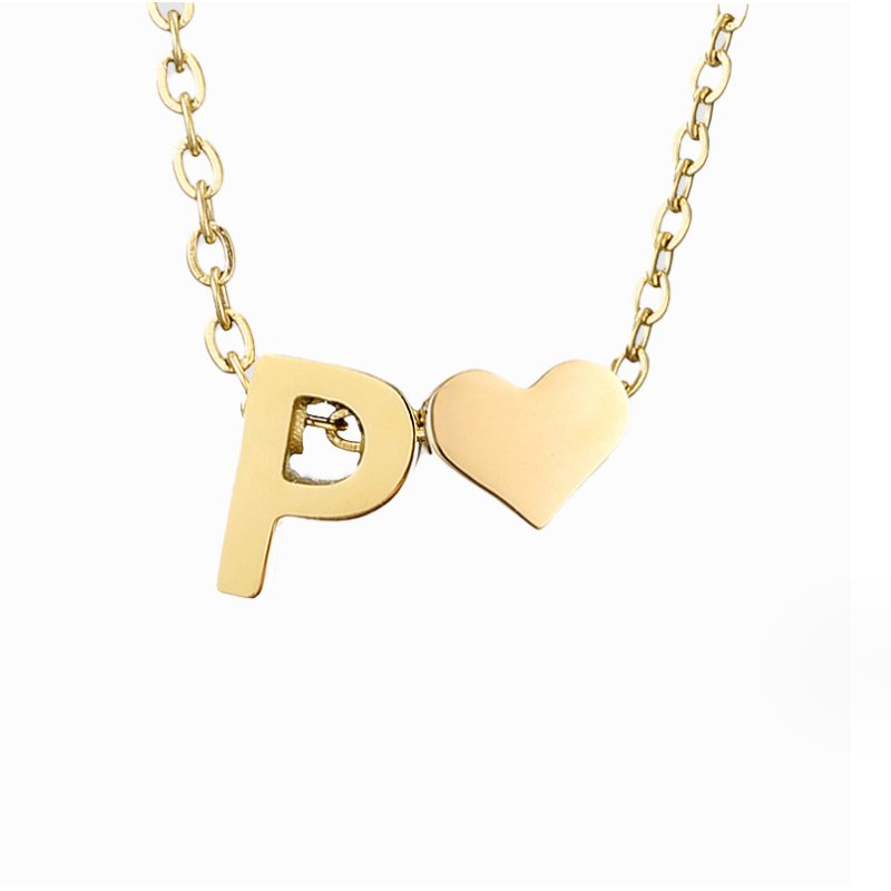 Amora | Initial & Heart Gold Necklace