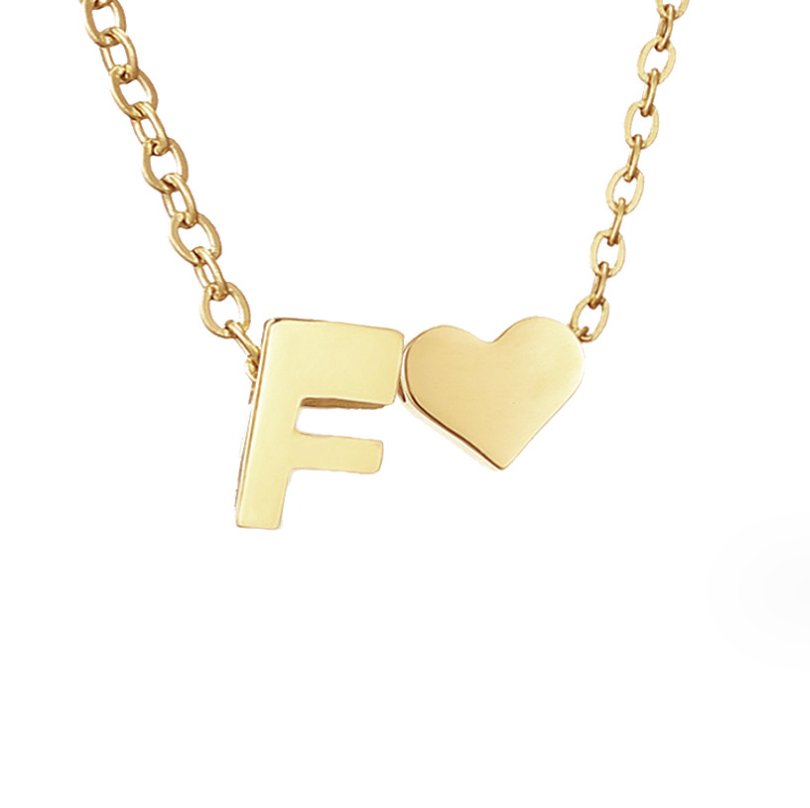 Amora | Initial & Heart Gold Necklace