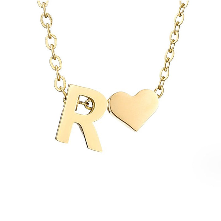 Amora | Initial & Heart Gold Necklace