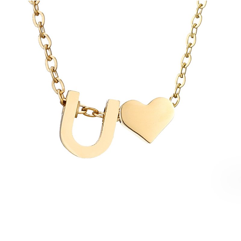 Amora | Initial & Heart Gold Necklace