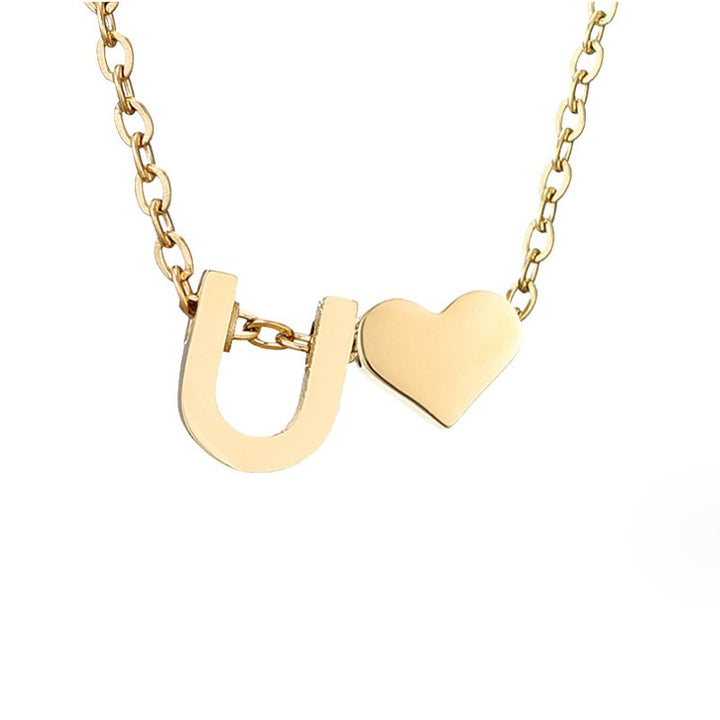 Amora | Initial & Heart Gold Necklace