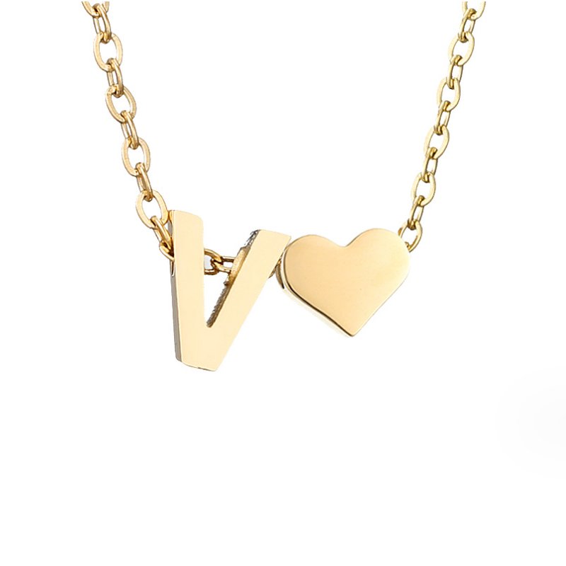 Amora | Initial & Heart Gold Necklace
