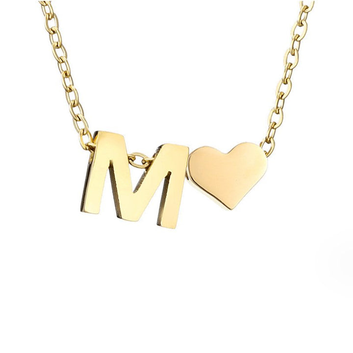 Amora | Initial & Heart Gold Necklace