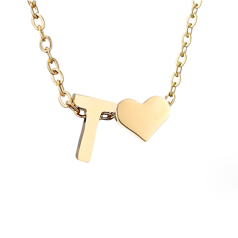 Amora | Initial & Heart Gold Necklace