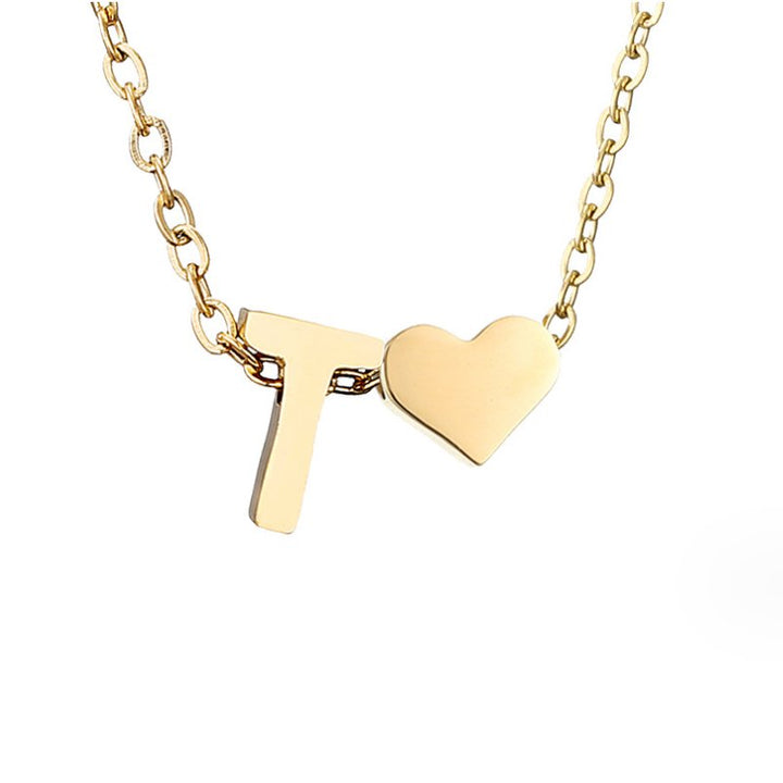 Amora | Initial & Heart Gold Necklace