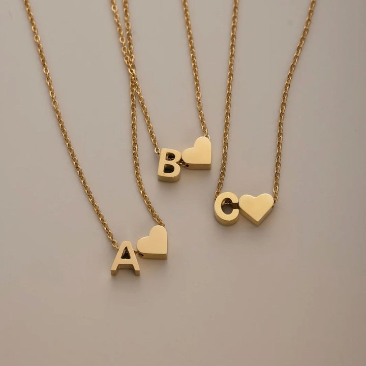 Amora | Initial & Heart Gold Necklace